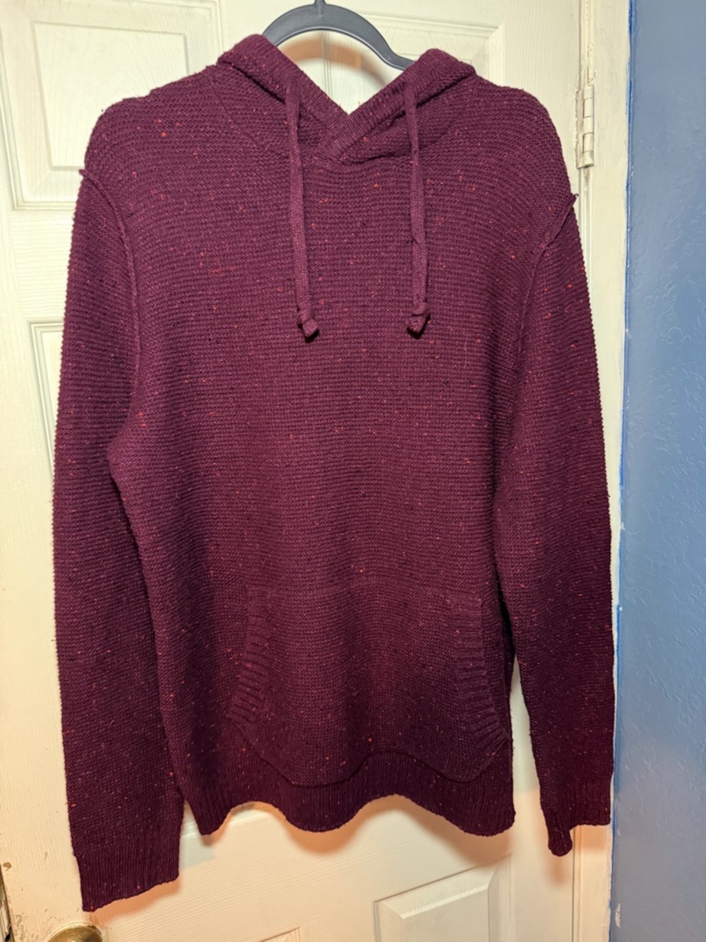 American Eagle Outfitters Men's Hooded Knit Sweater in Burgundy